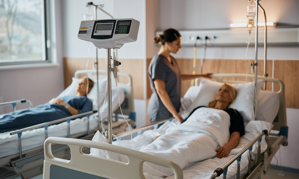 Ein Pflegezentrum erfasst Patientengewichte mit einer pr&auml;zisen medizinischen Waage